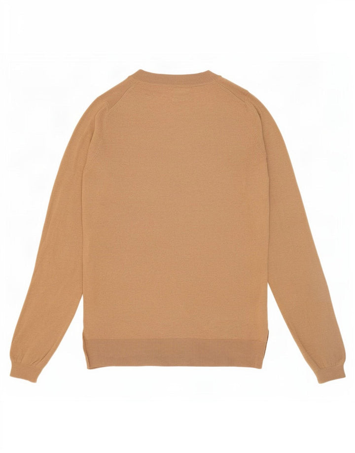 Sweter damski Massimo Dutti z dekoltem w kształcie litery V, UK 12, średni beż, wełna