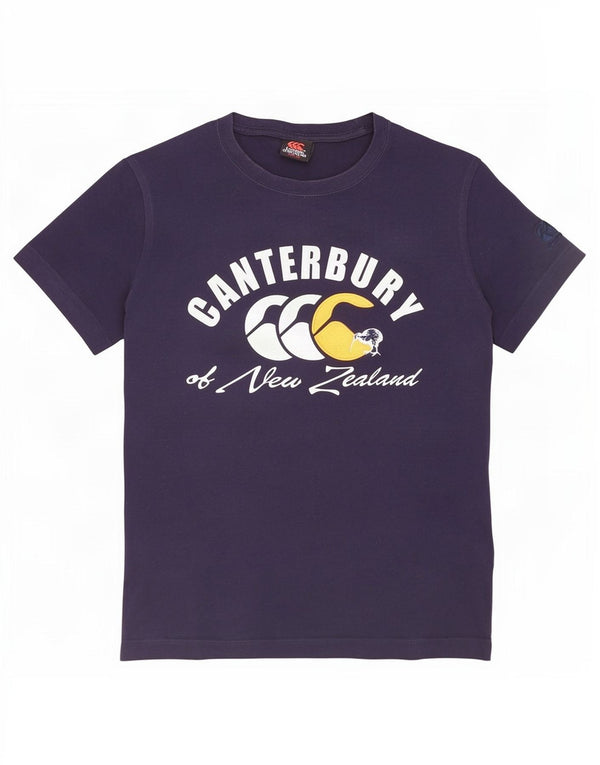 Canterbury Kvinder New Zealand Grafisk T-Shirt Top UK 10 Small Navy Blue