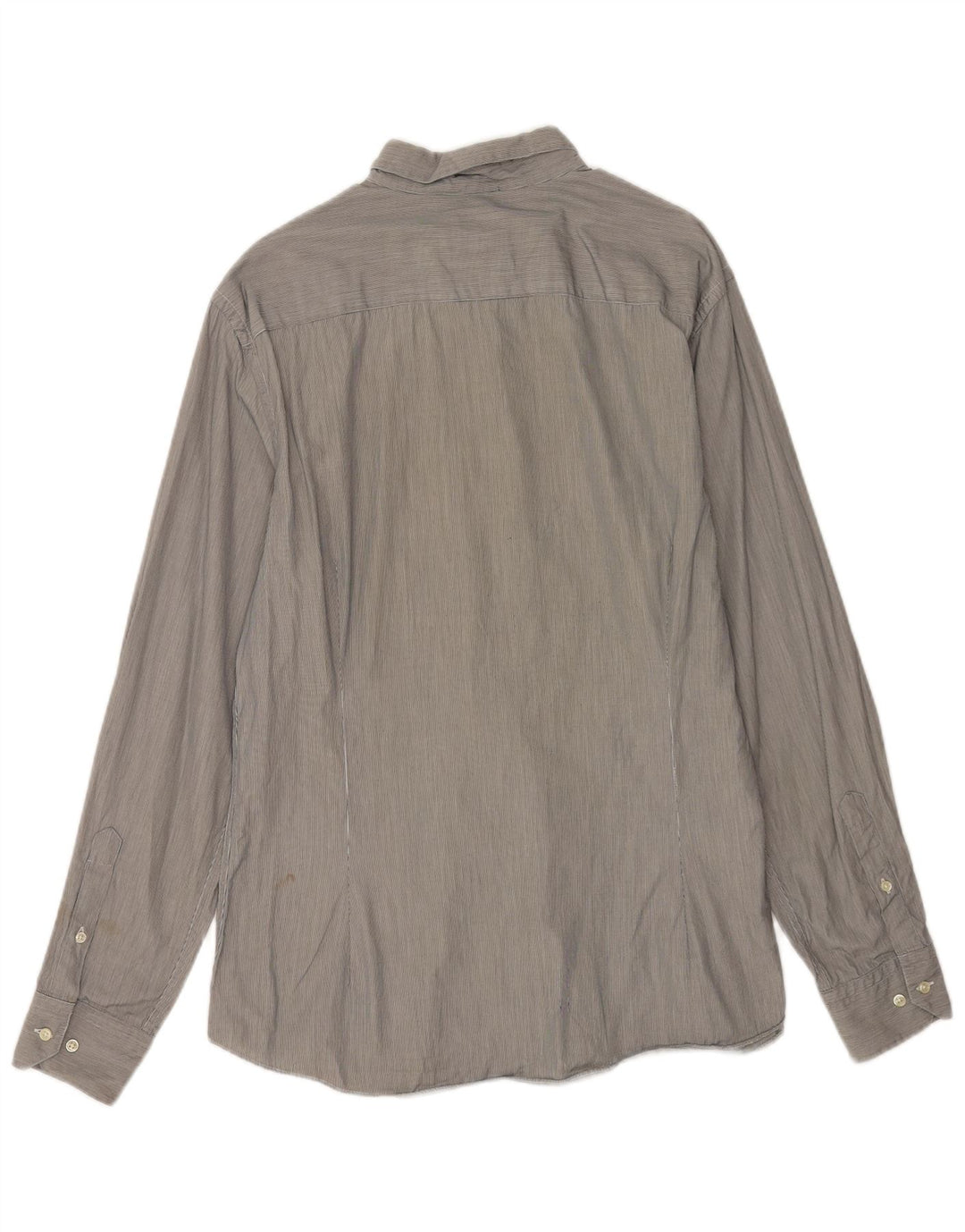 Massimo Dutti Mens Slim Fit Shirt XL Grey Striped Cotton