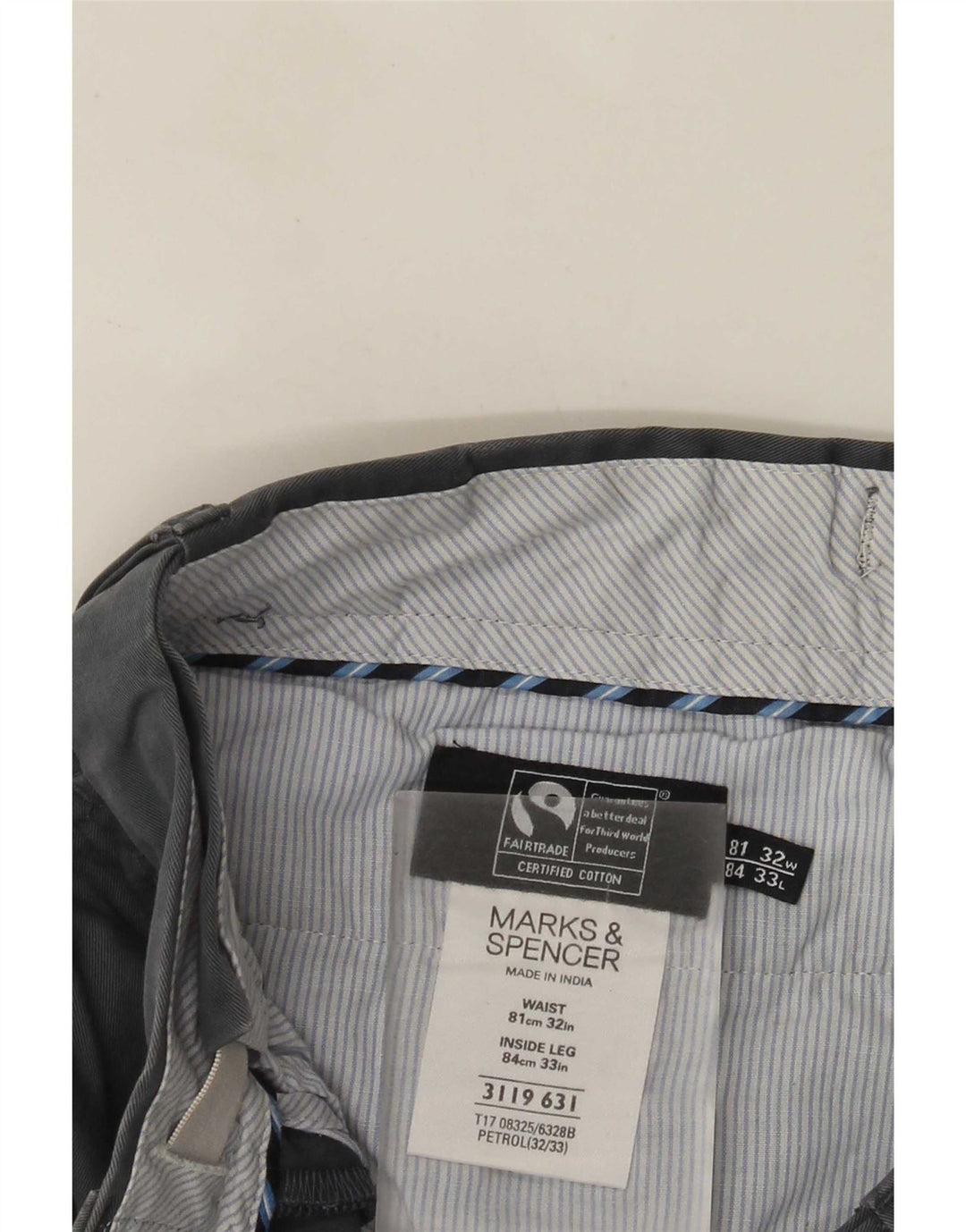 Marks & Spencer Mens Straight Suit Trousers W32 L33 Grey Cotton