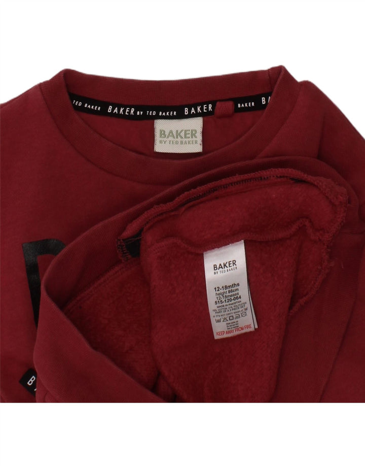 TED BAKER Baby Boys Graphic Sweatshirt Jumper 12-18 Months Maroon Cotton Vintage Ted Baker and Second-Hand Ted Baker from Messina Hembry 