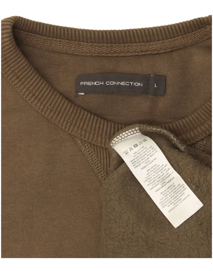 French Connection Herren-Sweatshirt-Pullover, groß, Khaki, Baumwolle