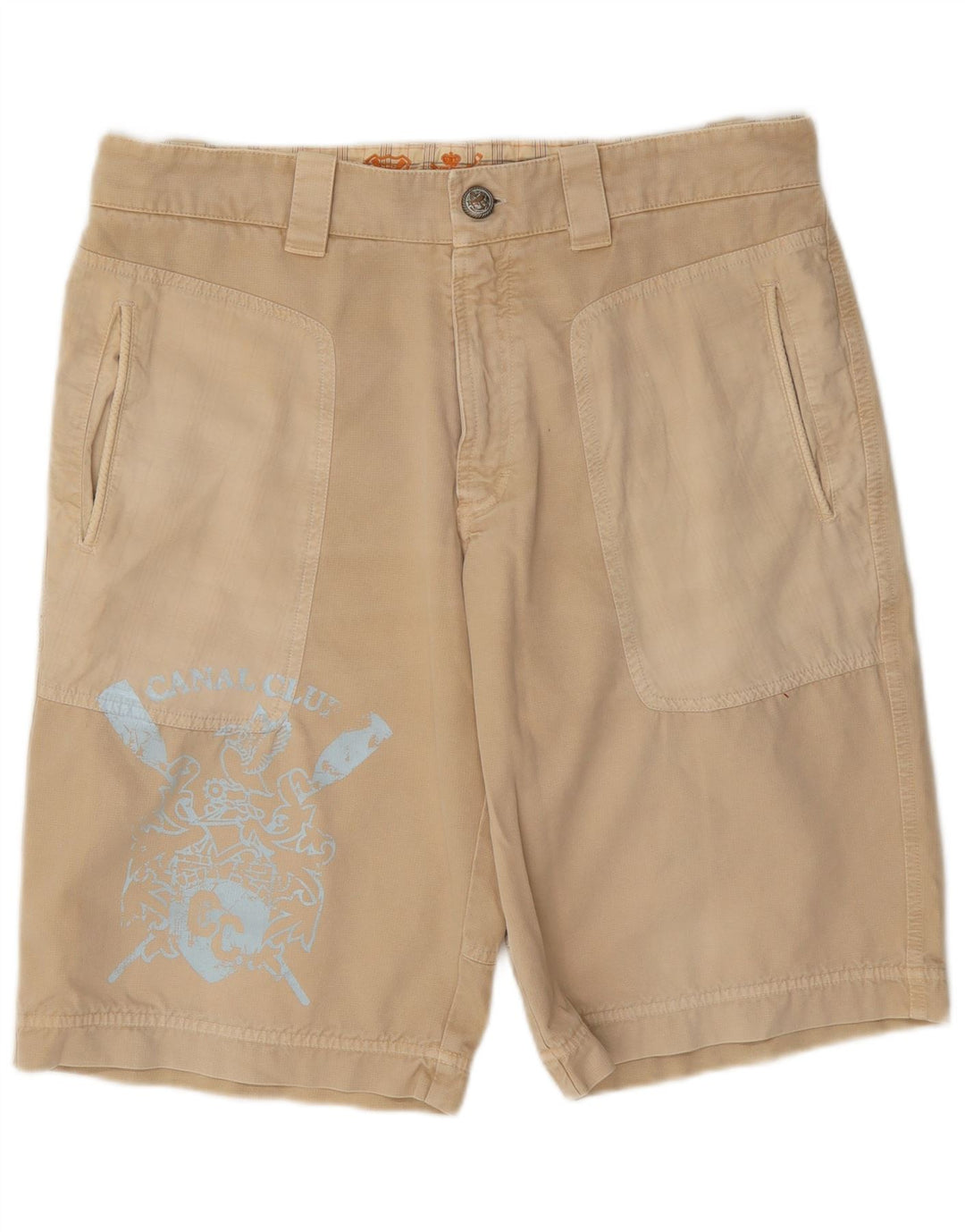 Vintage Mens Graphic Chino Shorts W36 Large Beige