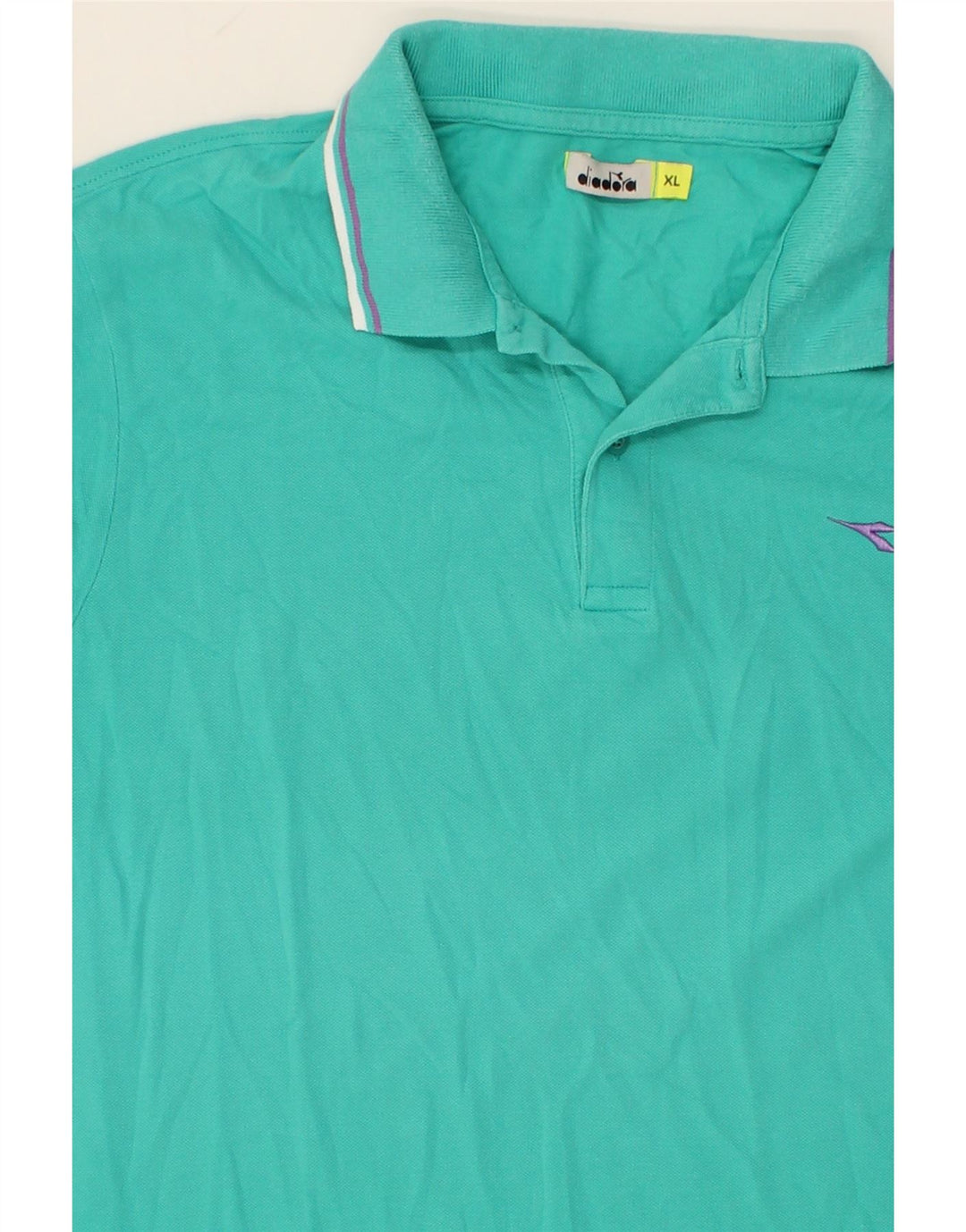 DIADORA Mens Polo Shirt XL Turquoise Cotton Vintage Diadora and Second-Hand Diadora from Messina Hembry 