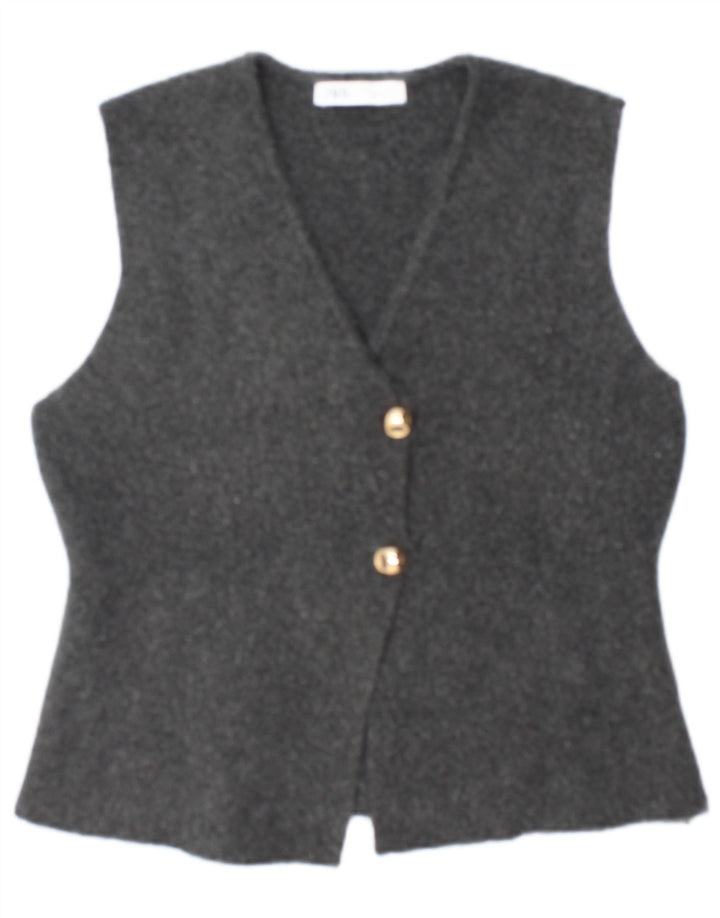 Zara Damen Weste UK 14 Large Grau Polyester