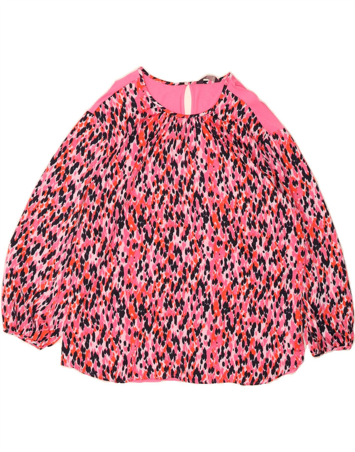 MARKS & SPENCER Womens Oversized Blouse Top UK 16 Large Pink Animal Print Vintage Marks & Spencer and Second-Hand Marks & Spencer from Messina Hembry 