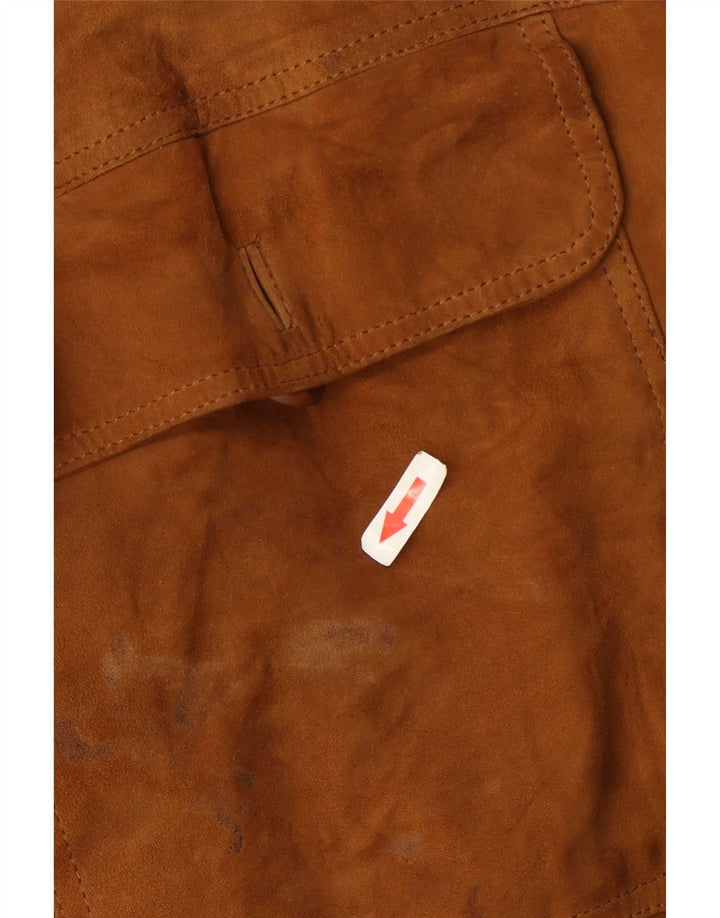 Vintage Mens Suede Bomber Jacket IT 56 3XL Beige Leather