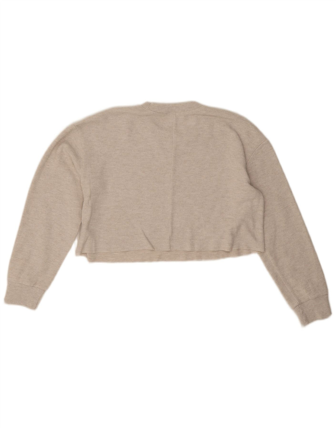 Zara Womens Crop Oversize Sweatshirt Jumper UK 14 Gris Moyen Polyester