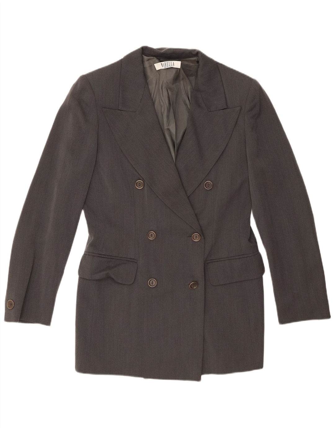 Marella Damen Zweireiher-Blazerjacke UK 14 Mittelgrau Cupro