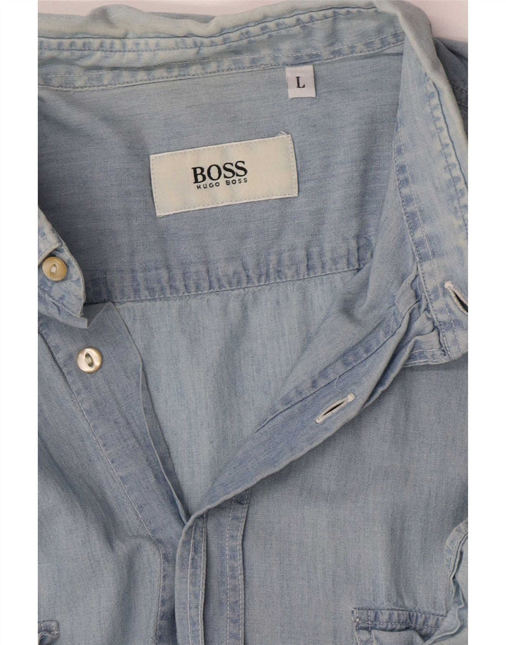 Hugo Boss Mens Shirt Large Blue