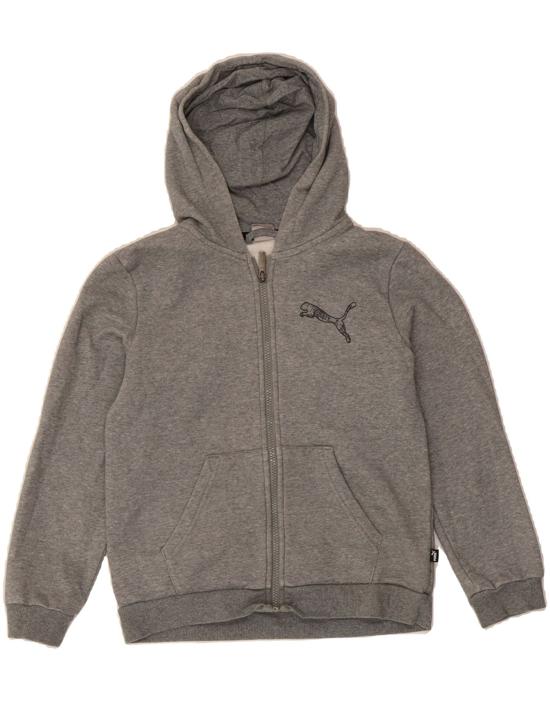 PUMA Boys Zip Hoodie Sweater 11-12 Years Large Grey Cotton Vintage Puma and Second-Hand Puma from Messina Hembry 