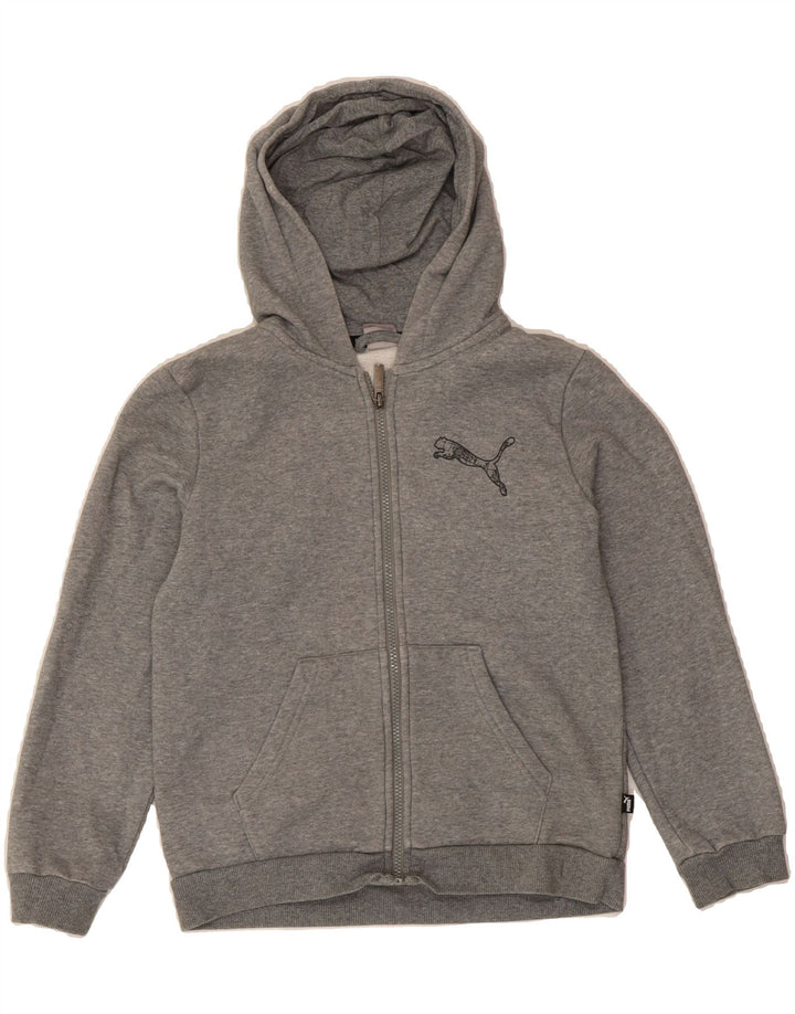 PUMA Boys Zip Hoodie Sweater 11-12 Years Large Grey Cotton Vintage Puma and Second-Hand Puma from Messina Hembry 