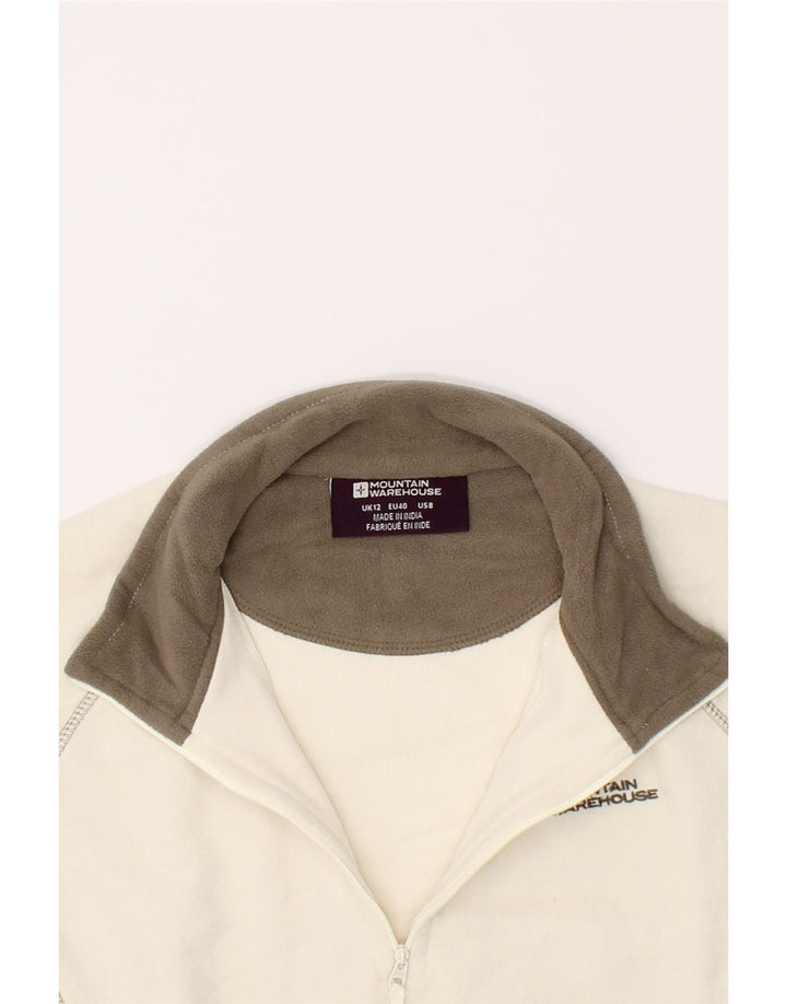 MOUNTAIN WAREHOUSE Womens Zip Neck Fleece Jumper UK 12 Medium White Vintage Mountain Warehouse and Second-Hand Mountain Warehouse from Messina Hembry 