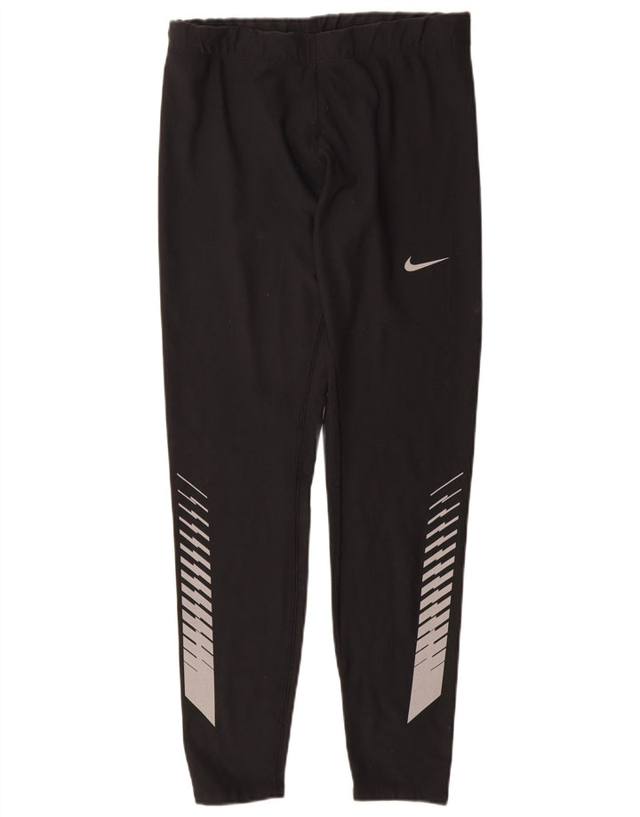 NIKE Womens Dri Fit Graphic Leggings UK 12 Medium  Black