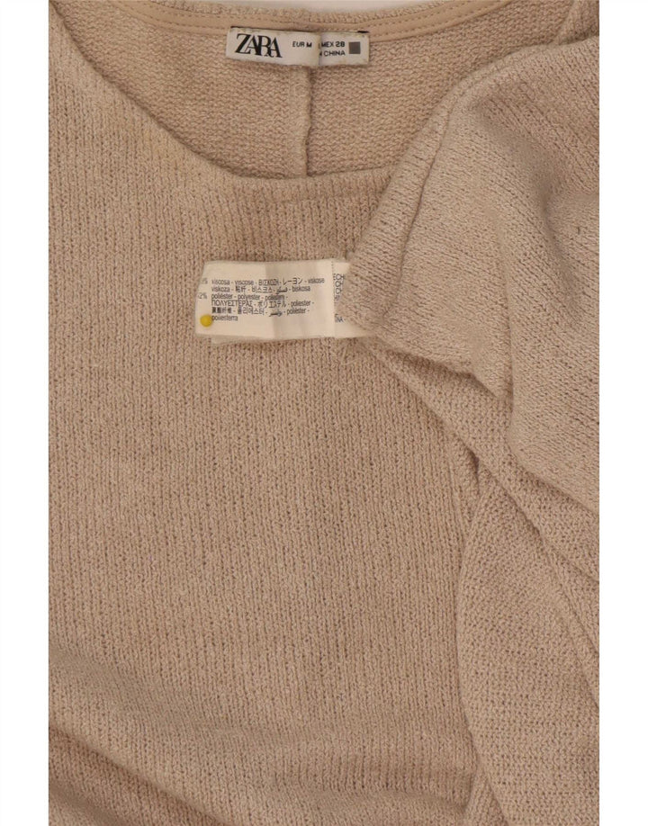 Женская блузка оверсайз Zara Top UK 14, средний бежевый вискоза