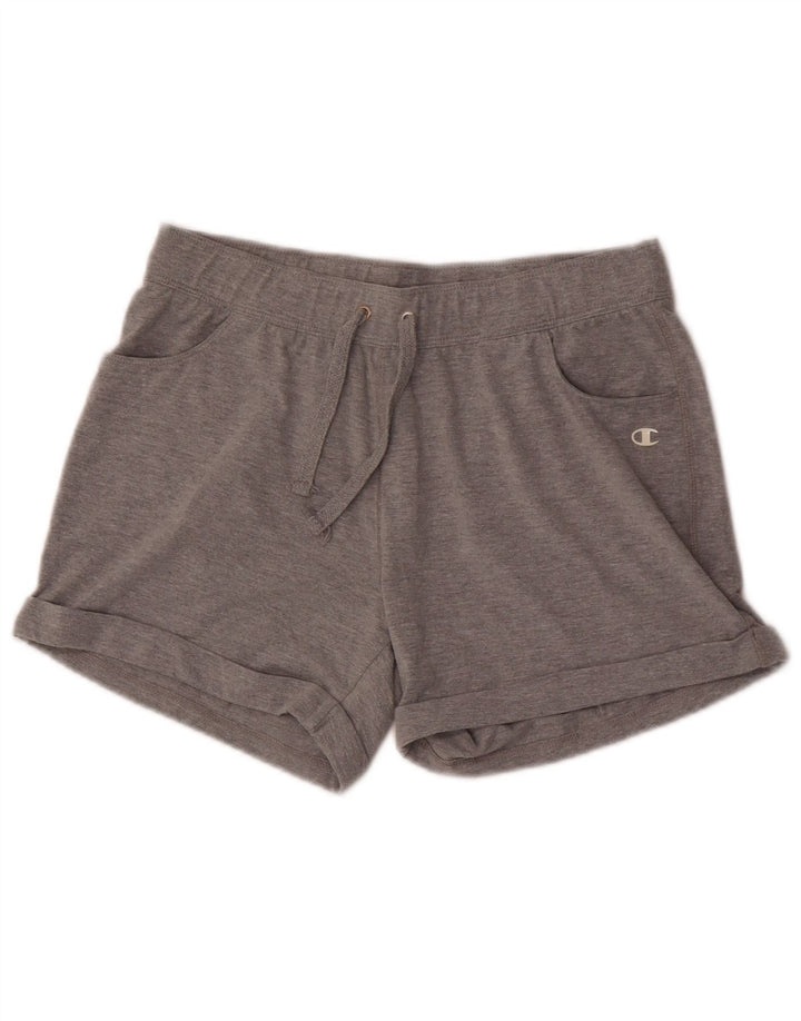Champion Womens Sport Shorts UK 12 Medium  Grey Cotton