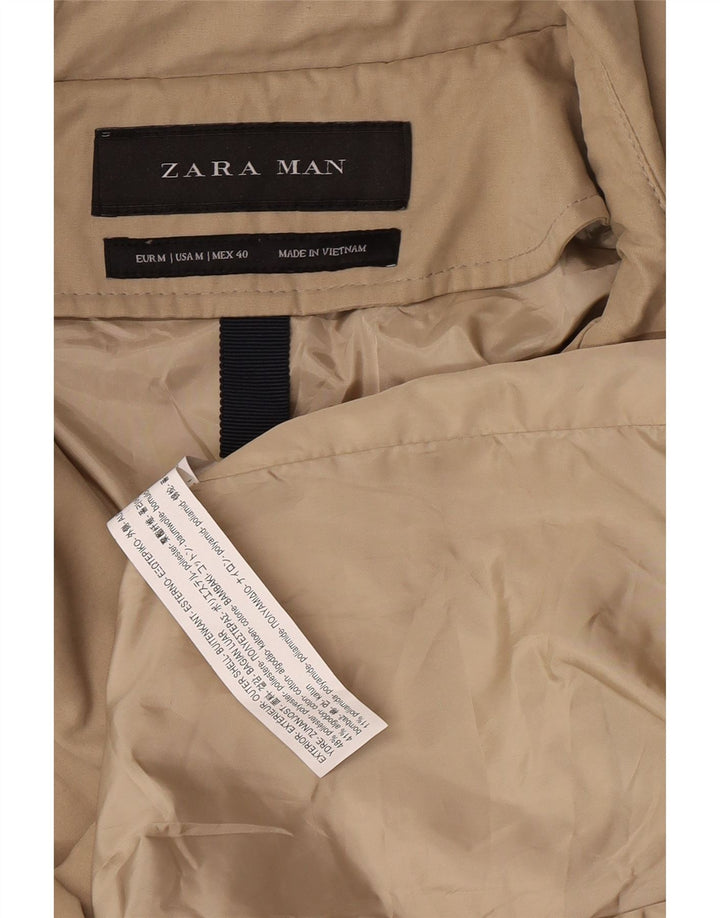 Мужской тренч Zara UK 38 средний бежевый из полиэстера