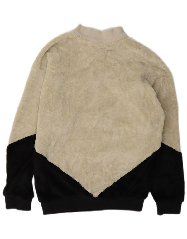 Maglione in pile oversize da donna con zip e collo Adidas UK 8 Small Beige Colourblock