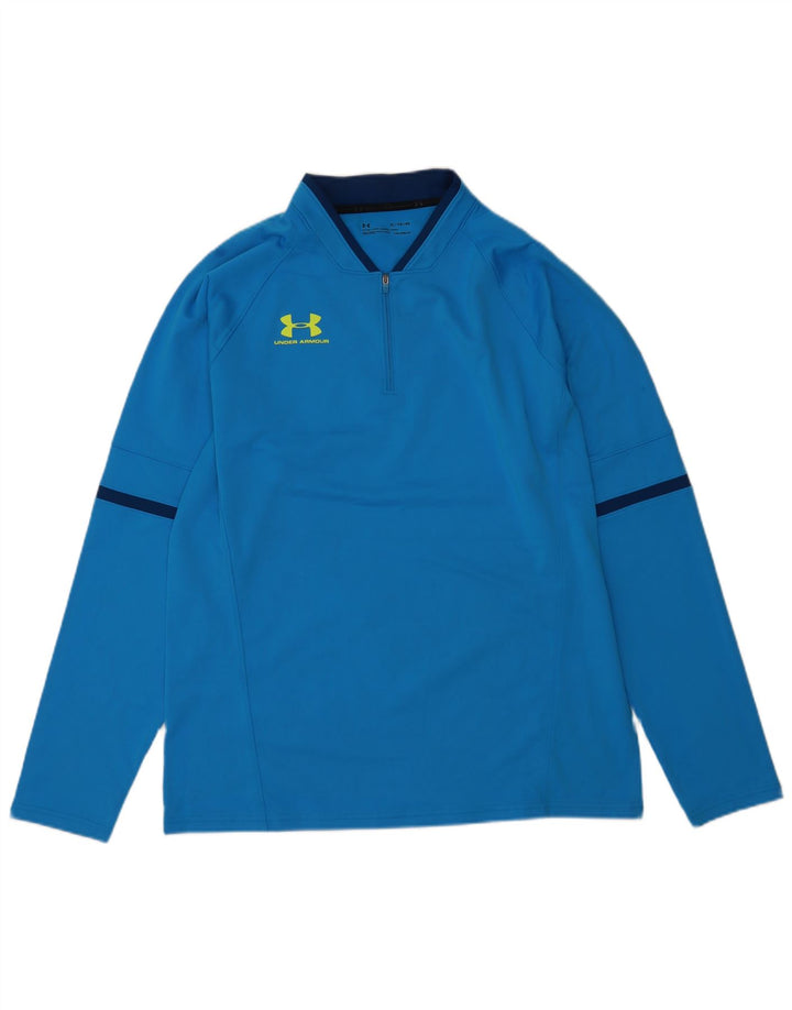 Under Armour Mens Cold Gear Zip Neck Top Long Sleeve XL Blue Polyester