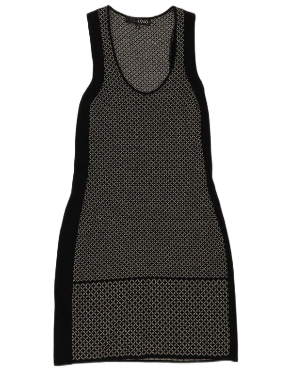 Vestido Ajustado Sin Mangas Liu Jo Mujer IT 42 Viscosa Geométrica Negra Mediana