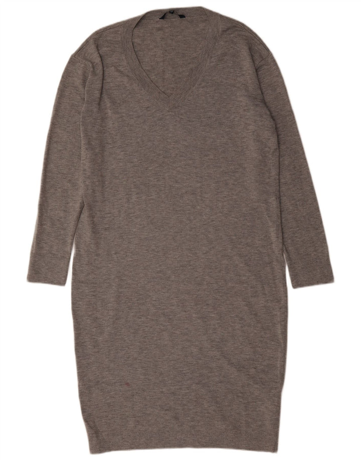 French Connection Womens Jumper Dress UK 14 Large Grey Flecked Polyester