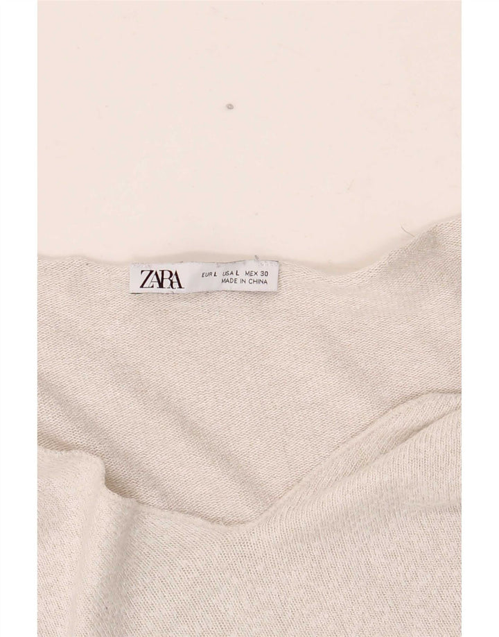 Zara Dame V-hals sweater UK 16 Stor Sølv
