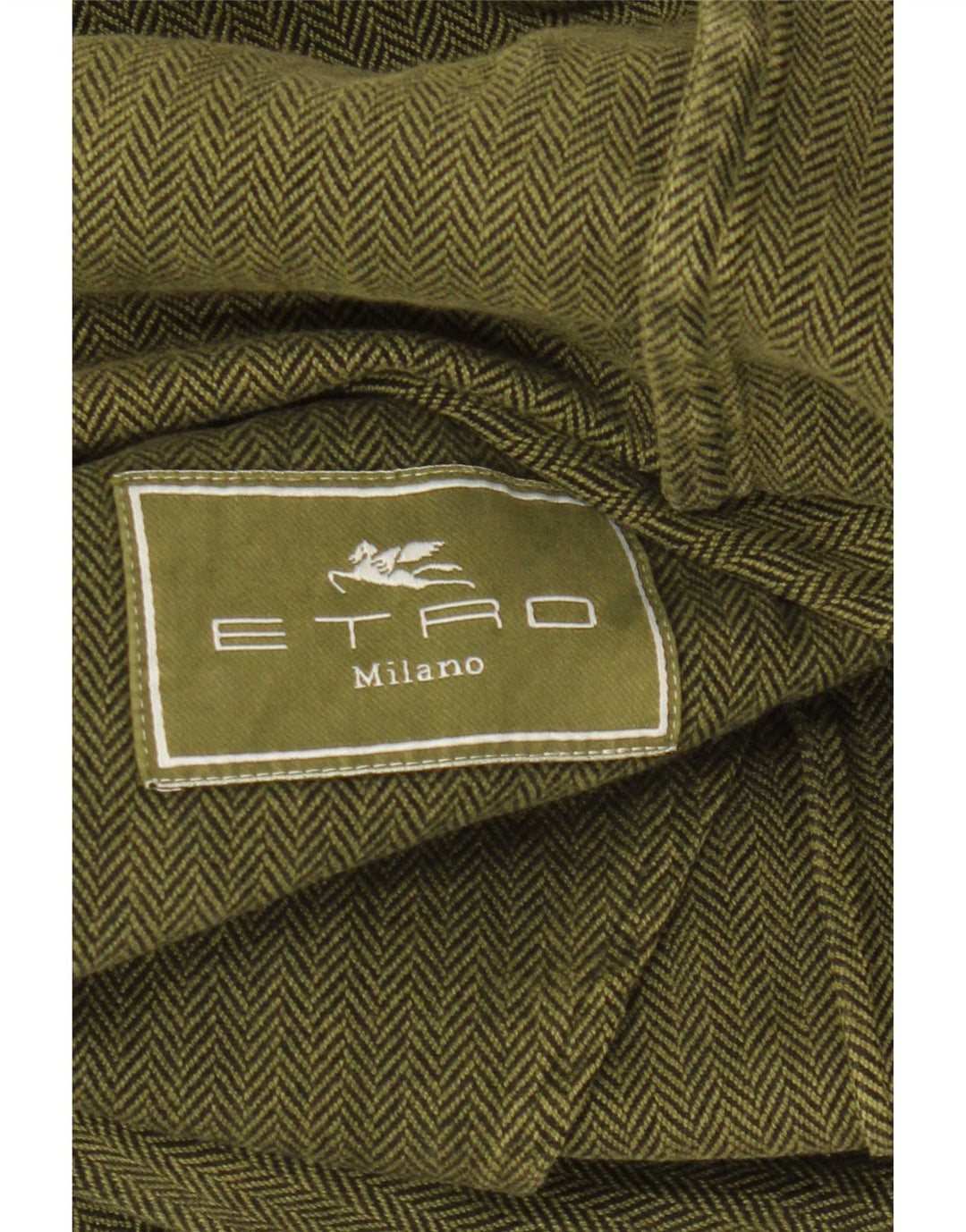 Etro Jaqueta Blazer Masculina de 3 Botões IT 48 Espinha de Peixe Verde Médio