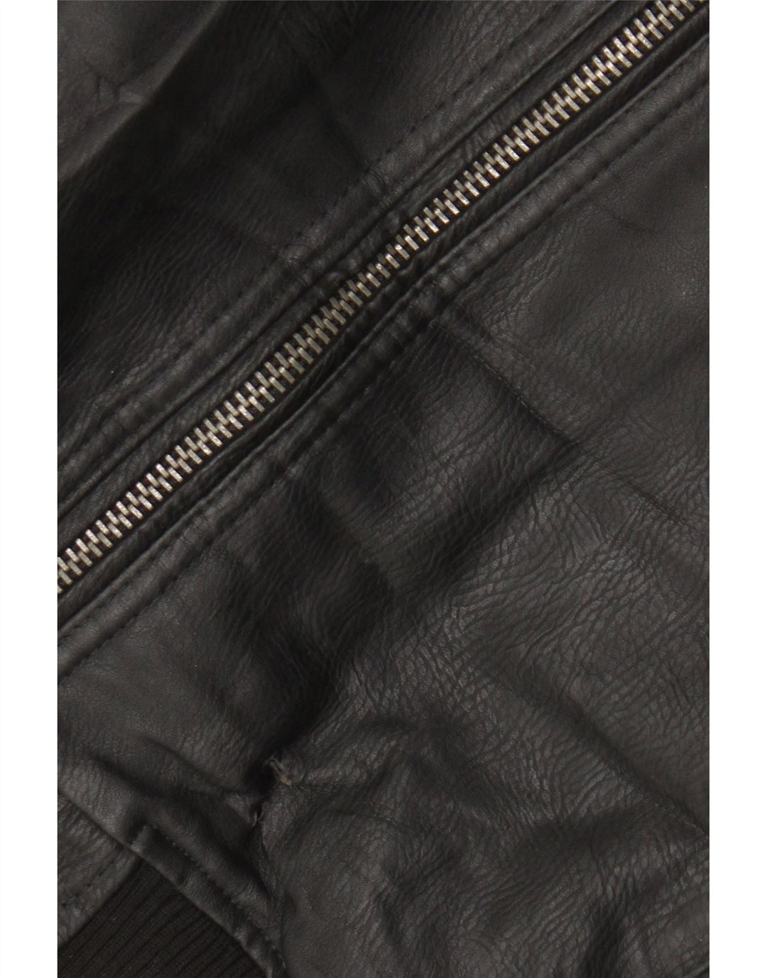 Identic Mens Motorstyle Faux Leather Bomber Jacket UK 42 XL Black Polyester
