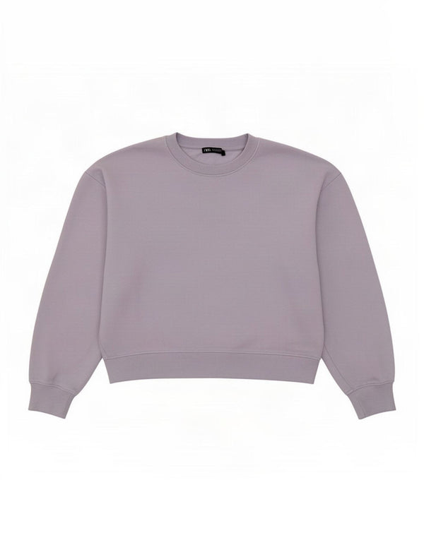 Zara Womens Sweatshirt Jumper UK 14 Medium Purple Cotton