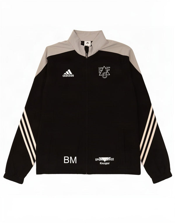 Adidas Mens Graphic Tracksuit Top Jacket Medium Black Colourblock Polyester