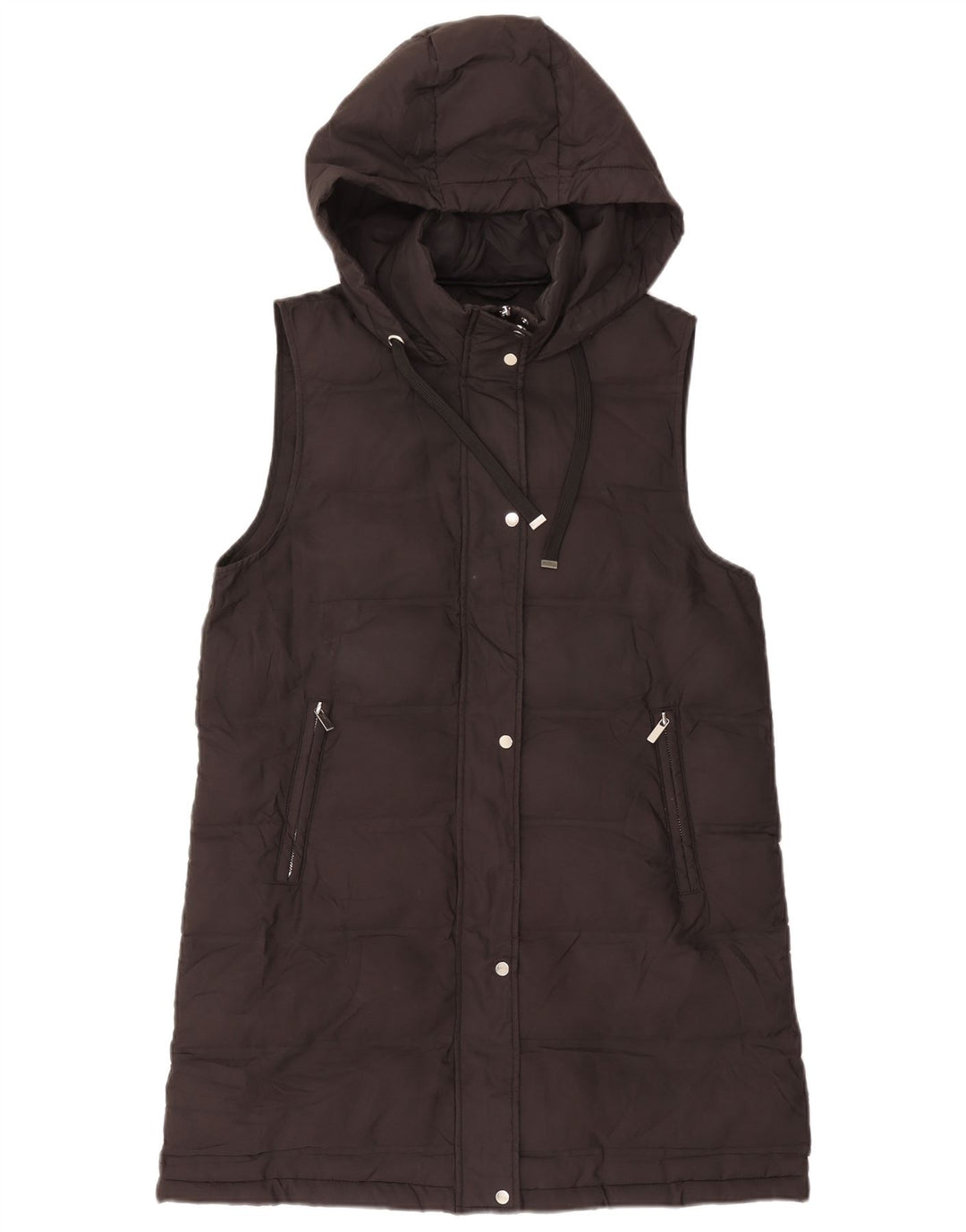 Zara Womens Hooded Padded Gilet UK 14 Medium Black