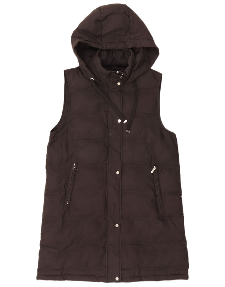 Zara Womens Hooded Padded Gilet UK 14 Medium Black