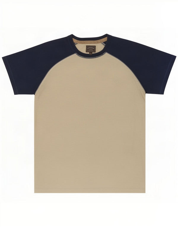 Ανδρικό T-Shirt Fat Face Top Medium Beige Colourblock Βαμβακερό