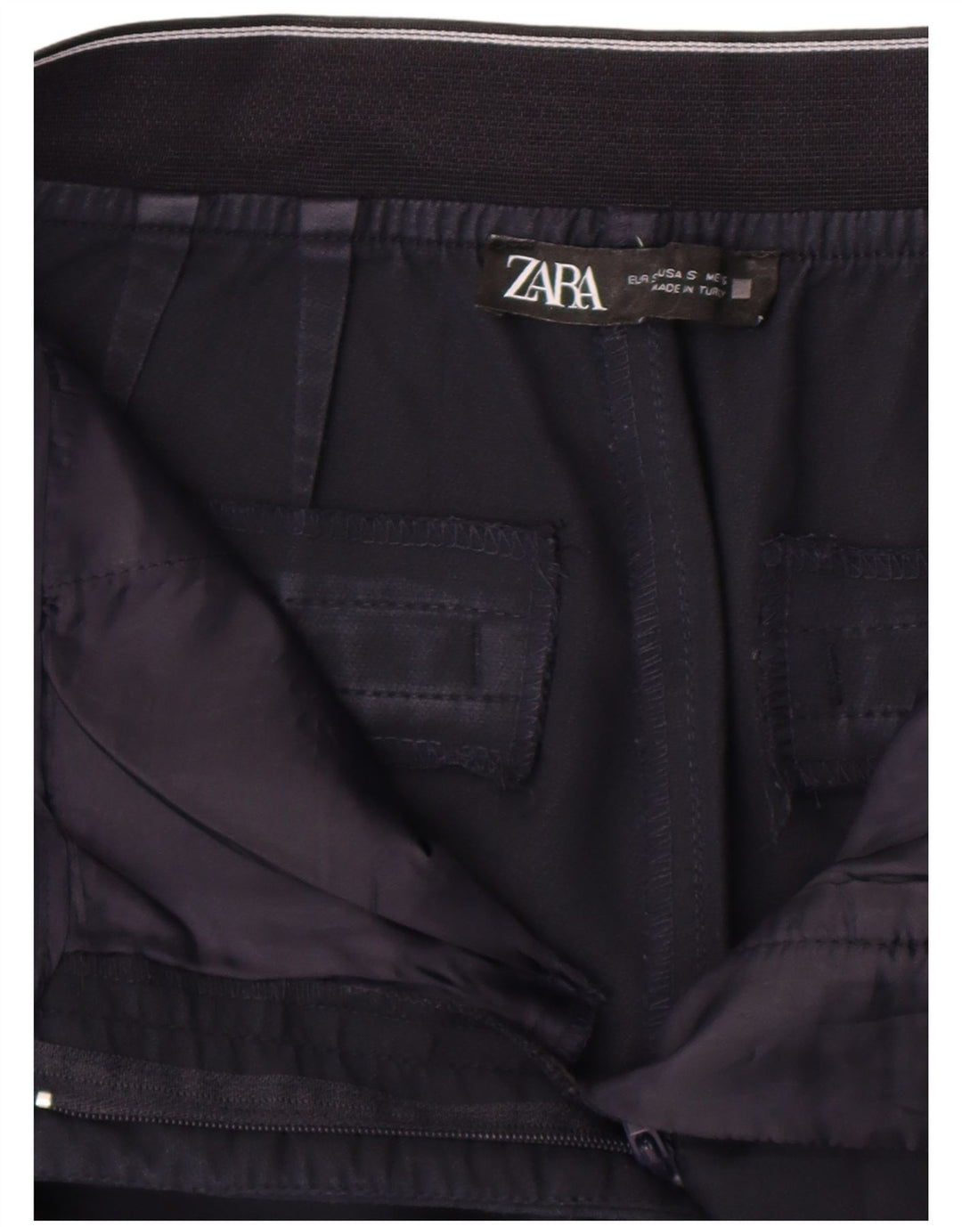 Zara Womens Slim Cropped Trousers Small W28 L24 Navy Blue