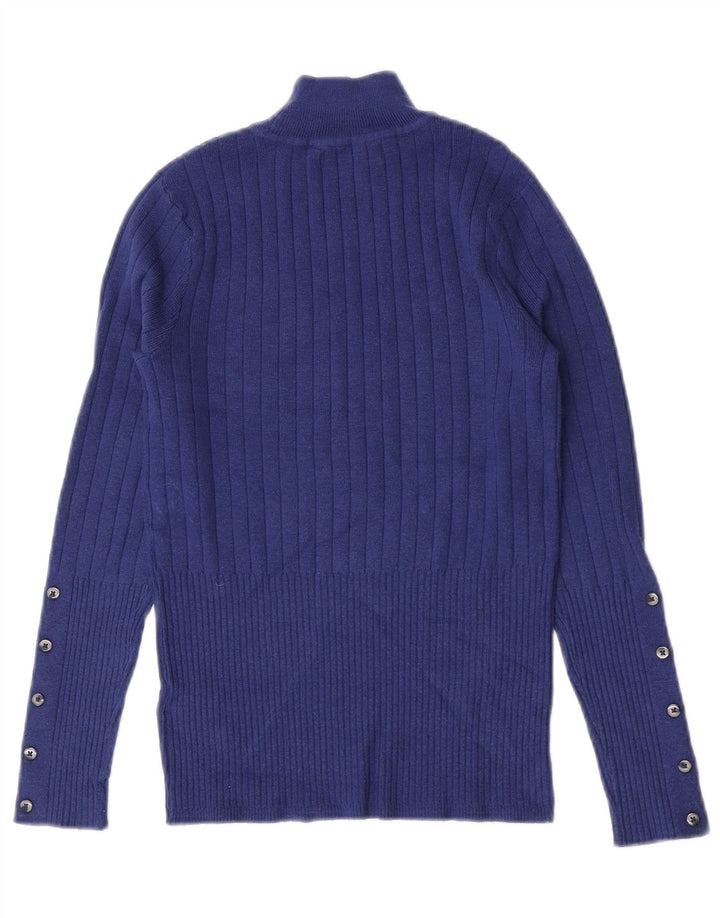 Marks & Spencer Womens Turtle Neck Jumper Sweater UK 8 Small Blue Viscose