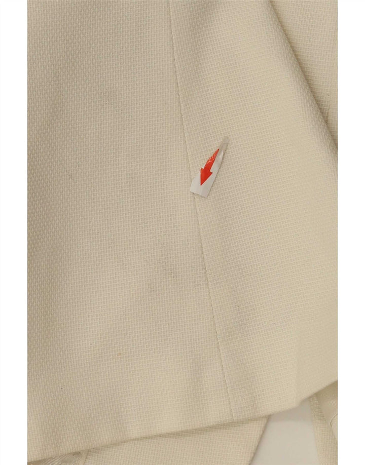 Massimo Dutti Womens 1 Button Blazer Jacket EU 40 Medium Off White Cotton