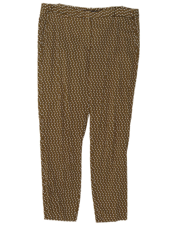 Zara Damen Slim Chino-Hose EU 42 Large W32 L27 Khaki Geometrisch
