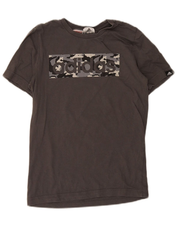 T-shirt grafica da ragazzo Adidas Top 11-12 anni in cotone grigio