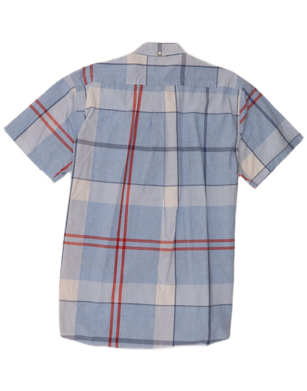 Camisa masculina Barbour Tailored Fit de manga curta XL azul xadrez de algodão