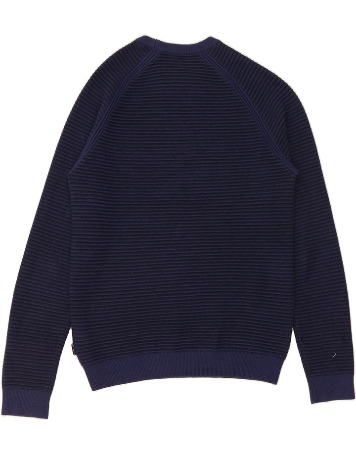 TED BAKER Mens Crew Neck Jumper Sweater Size 2 Small Navy Blue Striped Vintage Ted Baker and Second-Hand Ted Baker from Messina Hembry 