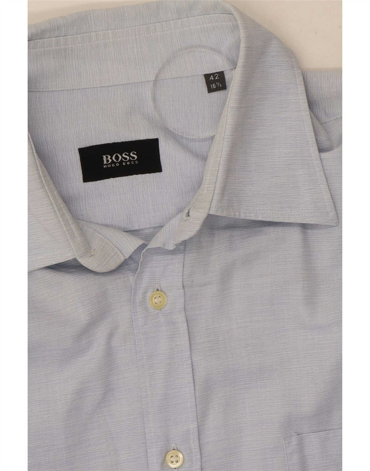 Hugo Boss Mens Shirt Size 42 16 1/2 Large Blue Cotton