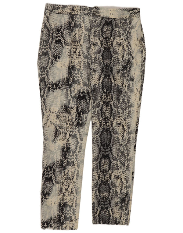 Zara Womens Slim Cropped Trousers Medium W28 L26 Blue Animal Print