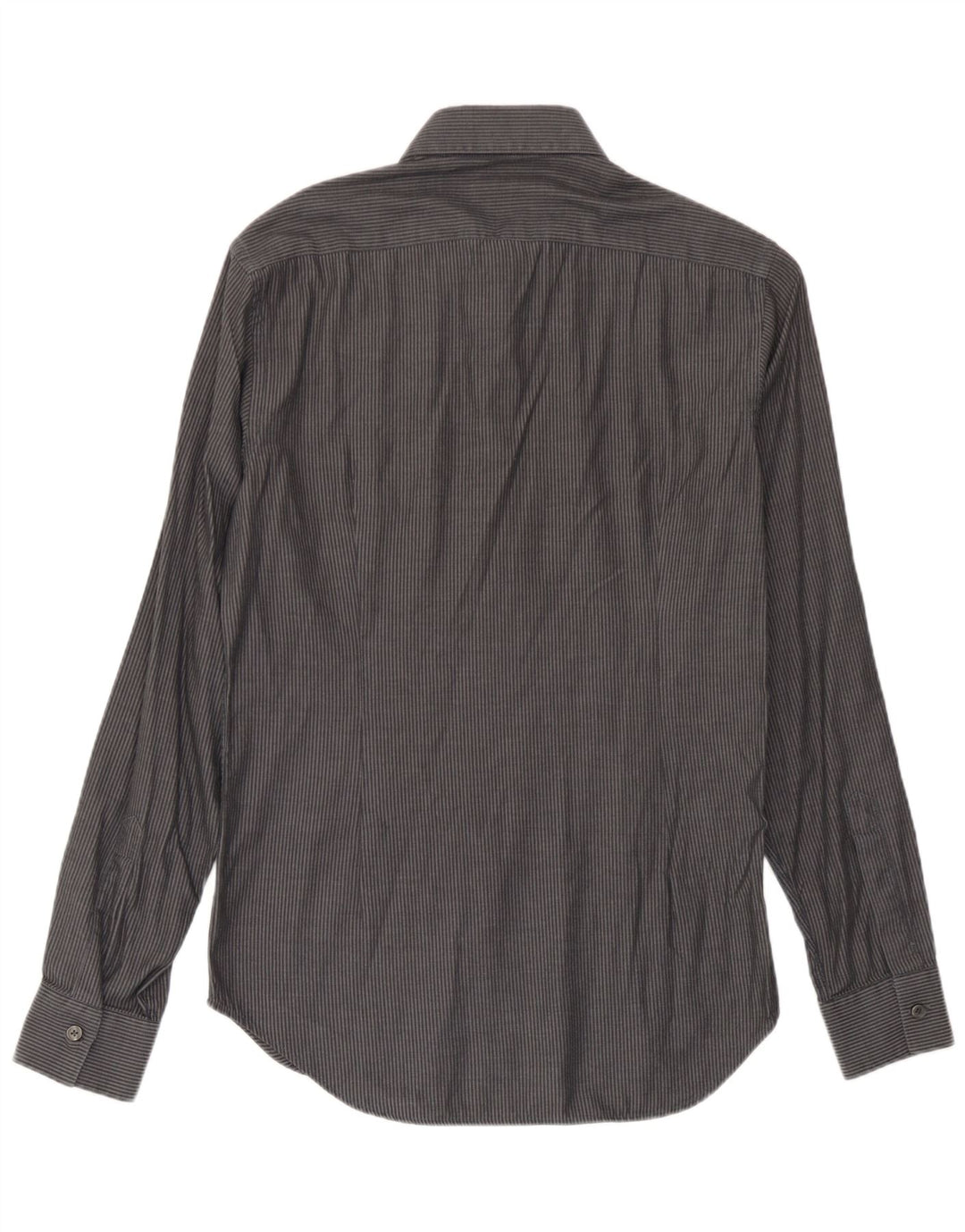 Calvin Klein Mens Shirt Size 40 Medium Grey Striped Cotton