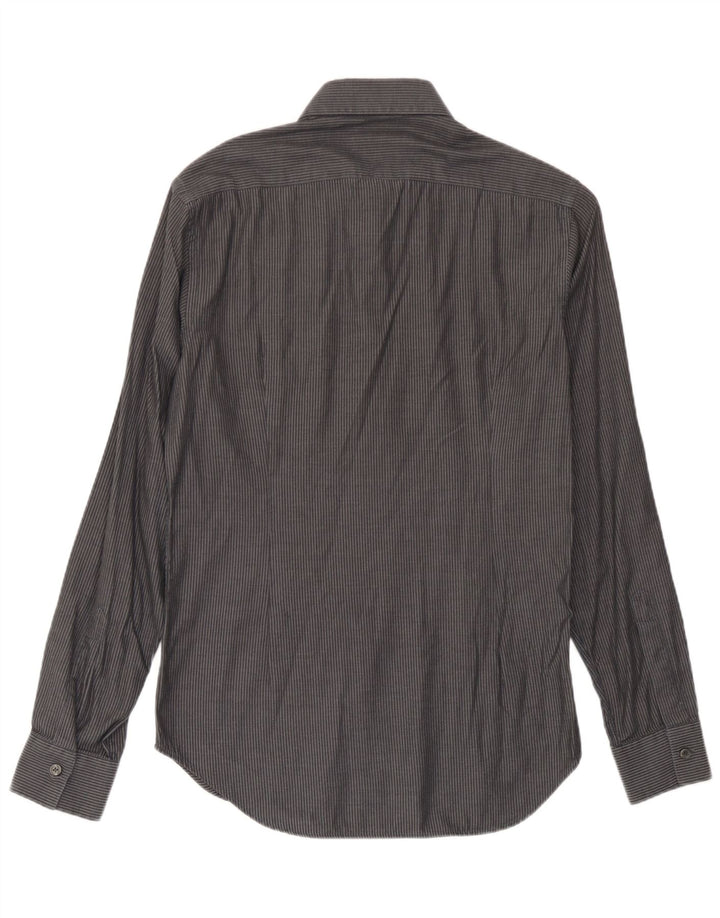 Calvin Klein Mens Shirt Size 40 Medium Grey Striped Cotton