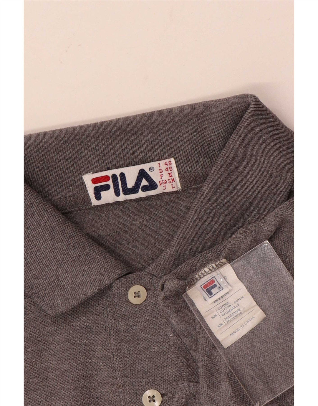 Camisa polo masculina Fila IT 48 algodão cinza médio