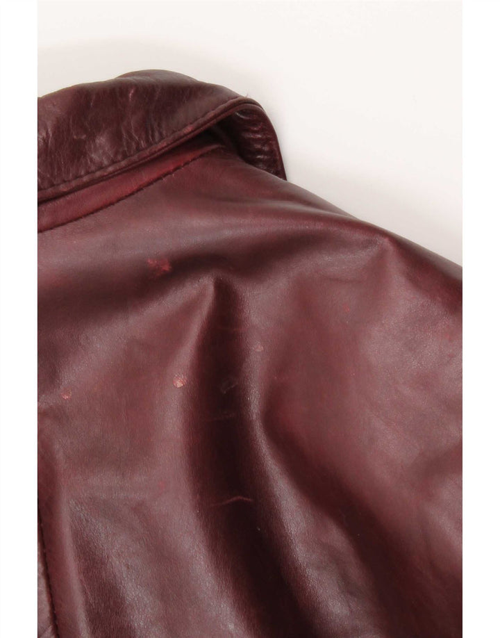 Heeli læderfrakke til kvinder UK 12 Medium Burgundy