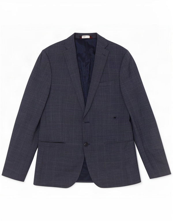 Marks & Spencer Chaqueta tipo blazer entallada con 1 botón para hombre UK 40 Large Blue Check