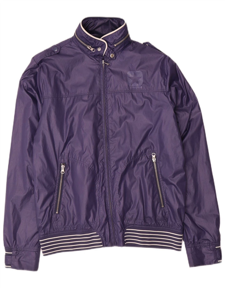 Converse Mens Hooded Military Rain Jacket UK 38 Medium Purple Polyester