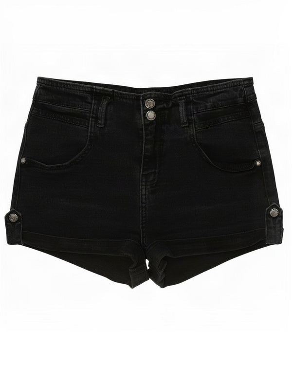 Topshop Womens Moto Denim Shorts Medium W28 Black