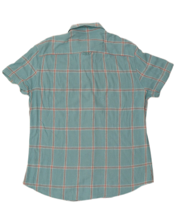 Crew Clothing Camicia a maniche corte da uomo in viscosa a quadri turchesi grandi